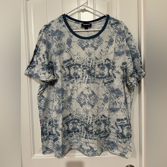 Express Blue Tie-Dye Short Sleeve Tee For Men - Picture 4 of 6